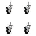 Service Caster 3 Inch Chrome Hooded Neoprene Rubber Grip Ring Stem Casters with Brake SCC, 4PK SCC-GN03S310-NPRB-BC-B-4